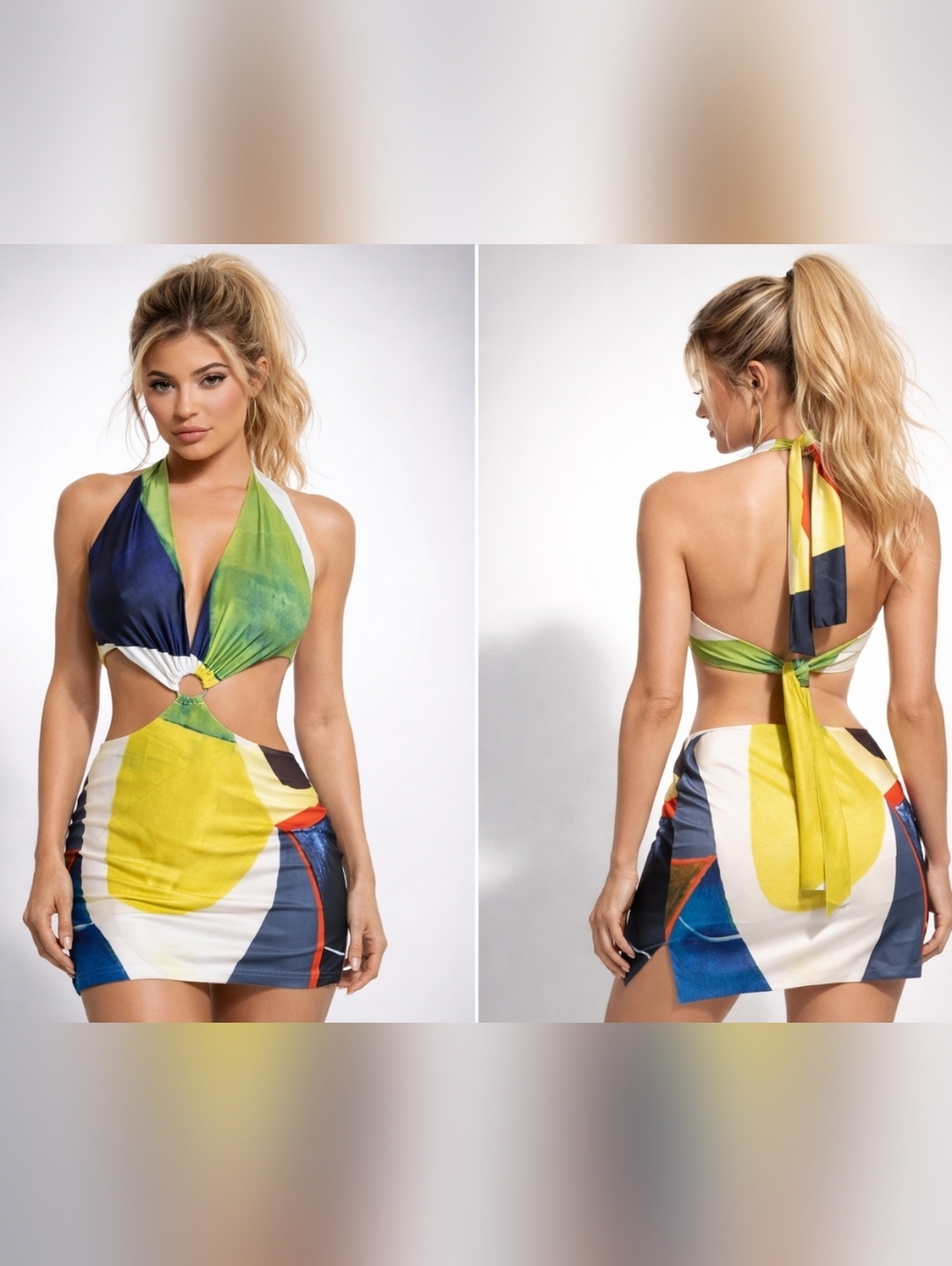 NWOT Farai London Gaia Cut-Out Mini Dress  Halter Neck Revolve ASO Kylie Jenner
